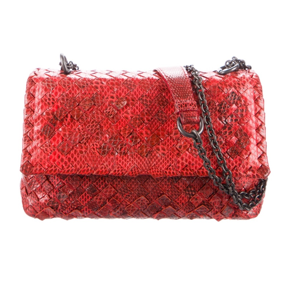 Bottega Veneta Red Snakeskin Olimpia Bag